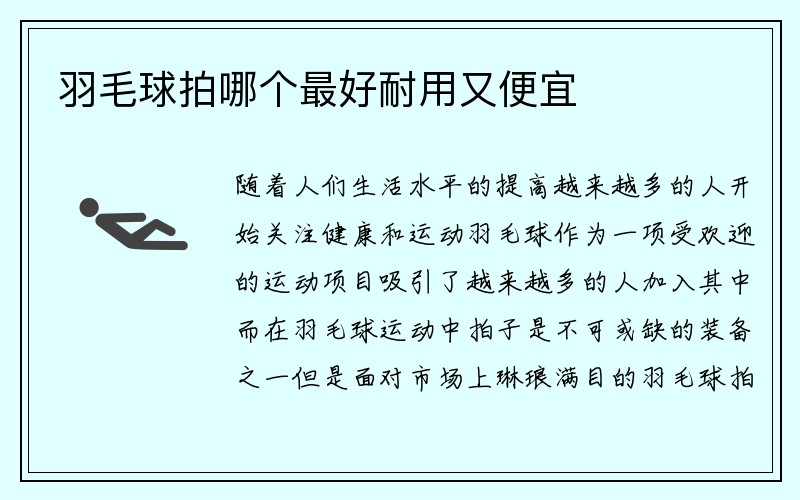 羽毛球拍哪个最好耐用又便宜